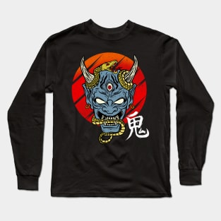 Japanese Demon Art Mask Devil Oni Harajuku T-Shirt Long Sleeve T-Shirt